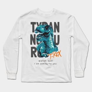 Jurassic Fury: Blue and Green T-Rex Long Sleeve T-Shirt